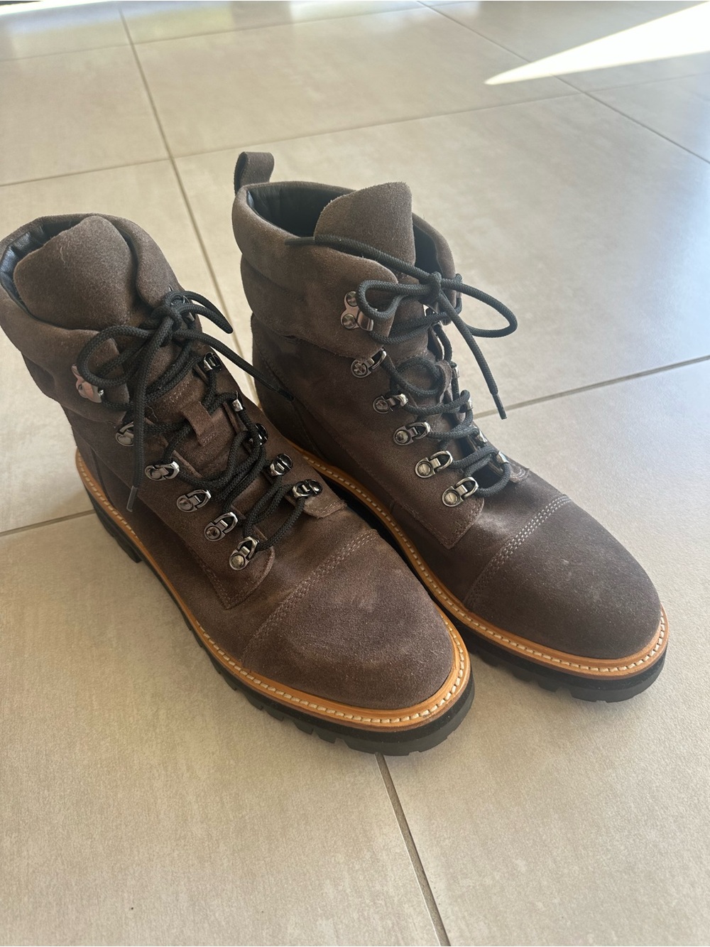 Marc Fisher Dark Gray Suede Lace-Up Hiking Boots